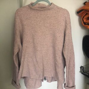 Free People Mockneck Sweater with Zipper Back